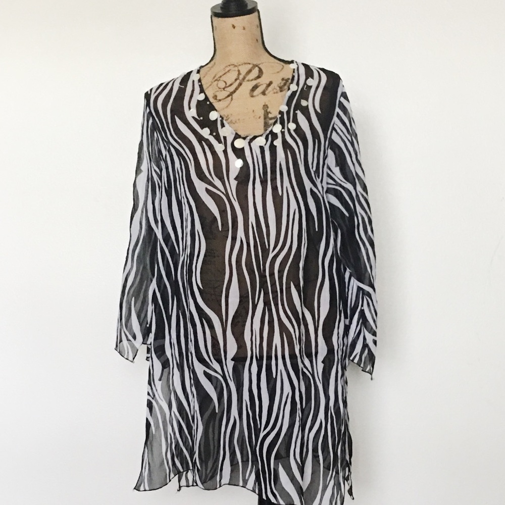 Peppermint Bay Zebra Striped Beach Cover Up